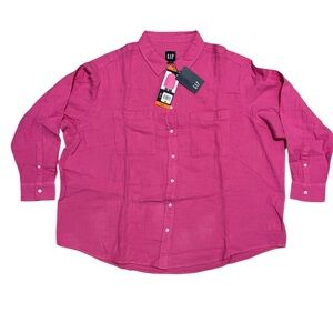 GAP Women’s Pink Gauze Button-Up Long Sleeve Shirt Size XXL New